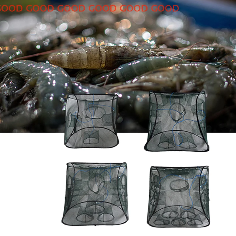 Automatic Fishing Net Shrimp Cage 5/9/13/21 Holes Nylon Foldable Portable Crab Fish Trap Cast Network Fishing Tools