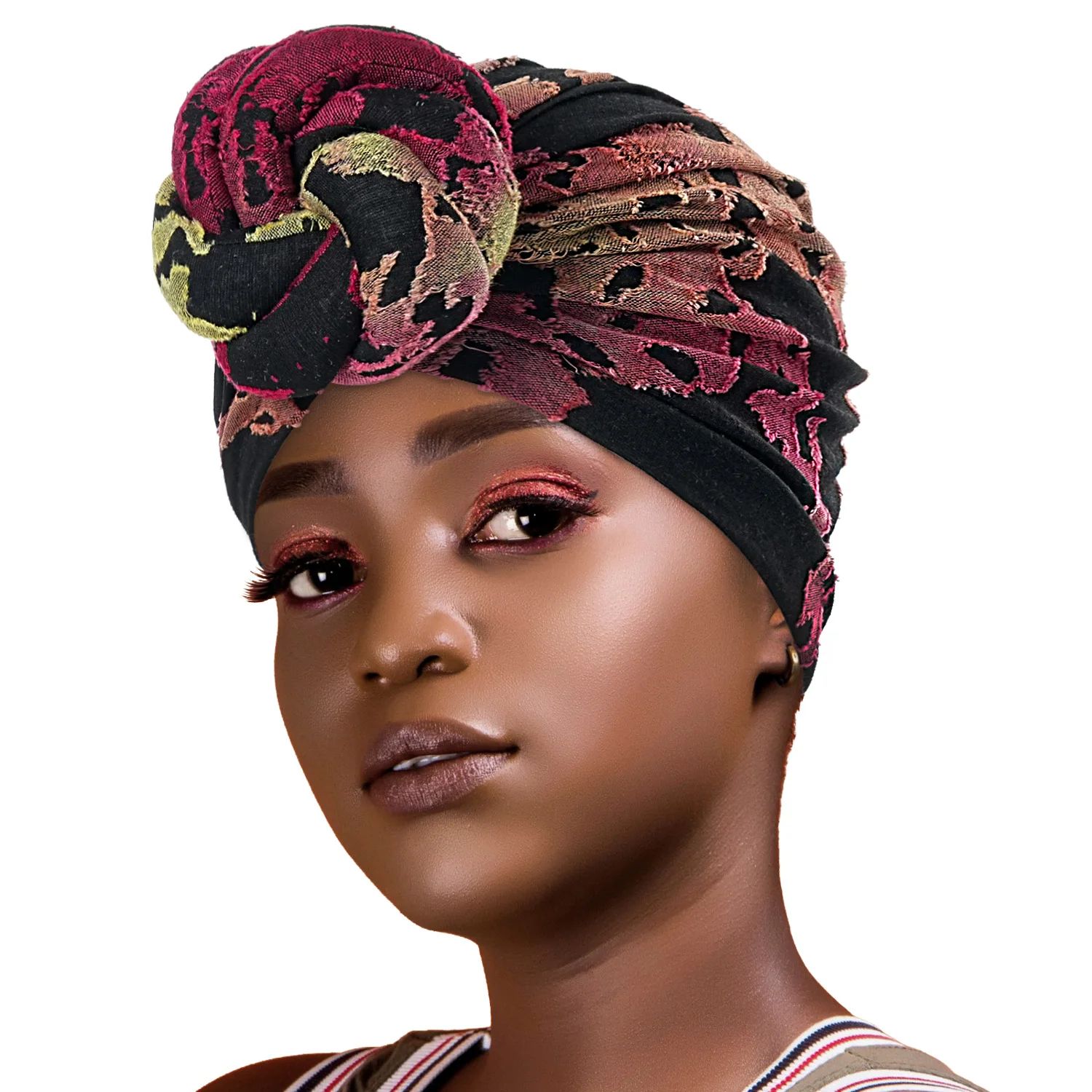 African Women Fashion Velvet Printed Turban Headscarf Pre-Made Top Knot Head Wraps Party Wedding Headdress Beanie Hat Mujer Cap