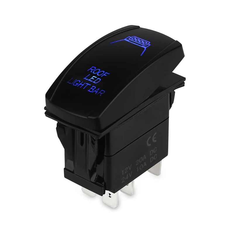 Car Boat Rocker Toggle Switch 12V 24V ON/OFF 5 Pin Latching Waterproof Marine Push Button LED Light Bar FOG REAR SPOT Lights