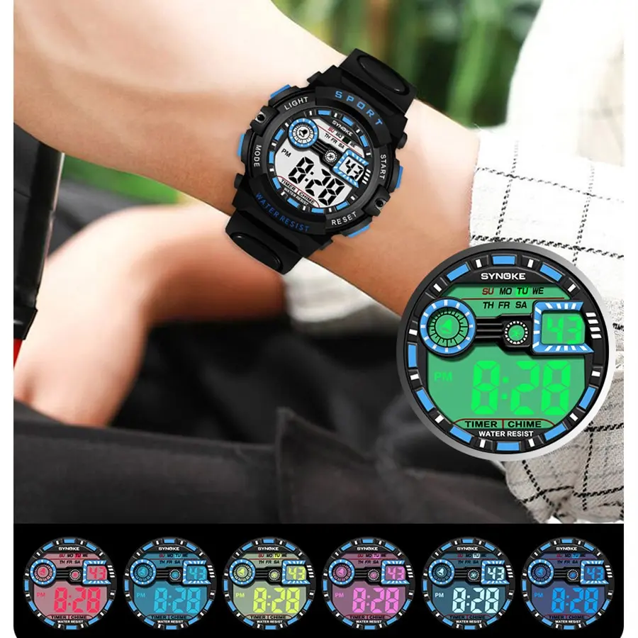 SYNOKE Men Student Movement Digital Watch Waterproof Fall Proof And Shock Resistant Multi Function Sports Watch Boy Luminous