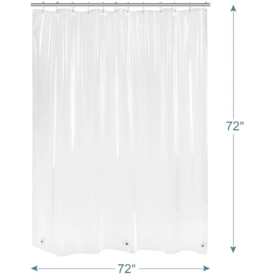 72 x 72 transparente, wasserdichte PEVA-Duschvorhangverkleidung mit Magneten für den Innenbereich im Badezimmer, rostfreies Tülle-Design, langlebig und leicht