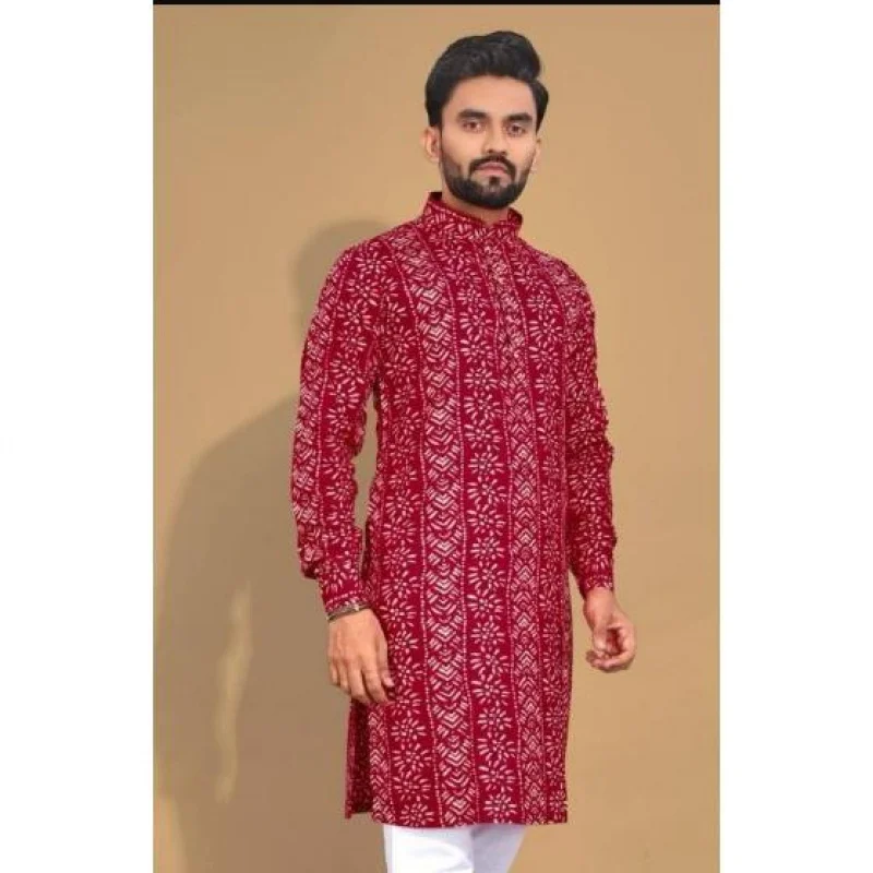 Мужской цифровой печатный Kurta Vardha, обычный воротник-стойка, длинный, подходит для всех случаев, таких свадьба, Hari Raya Aidilfitri