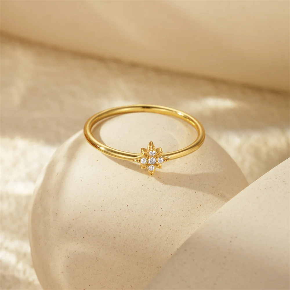 CANNER 925 Sterling Silver Simple Star Moon Zircon Rings for Women Men Ins Ring Fine Jewelry Wedding Engagement  Gift