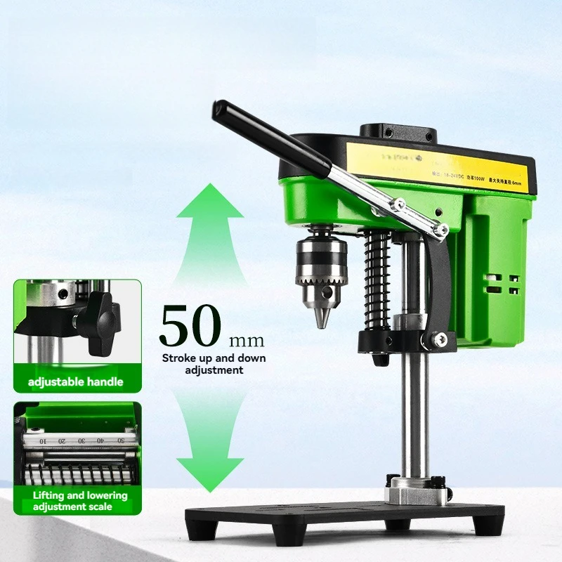 

Small Household 220V High-power High-precision Drilling Machine with Bench Drill, Dual-purpose DC and AC Power