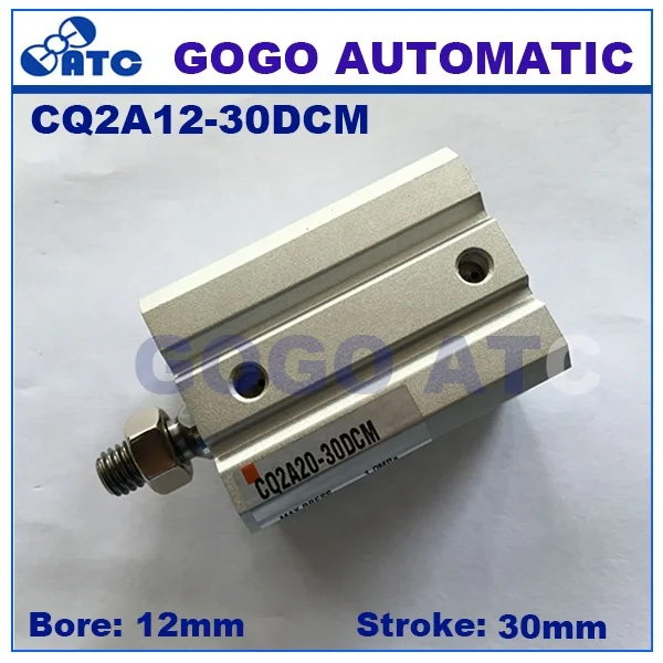 GOGOATC Bore 12mm Stroke 30mm Double Acting with Rubber Bumper Single Rod Male Thread CQ2A12-30DCM Aluminum Compact Cylinder