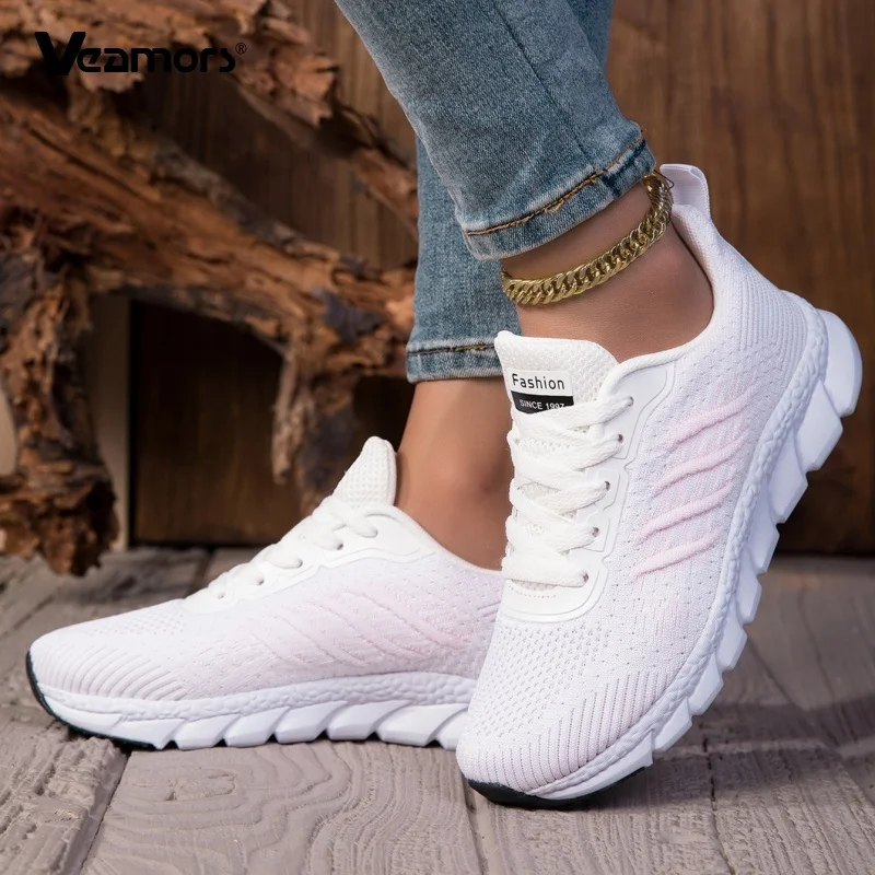 

Women Breathable Mesh Shoes Light Knitted Casual Sports Shoes Ladies Elastic Outdoor Sneakers for Jogging Walking Traveling