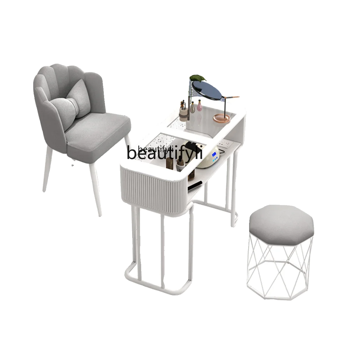 Nail art table and chair set Japanese manicure table, economical single double ins cream wind multi-function