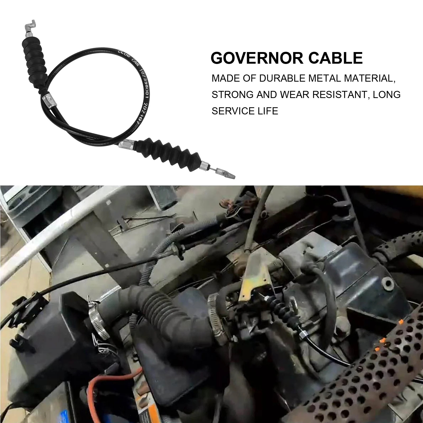 Governor Cable Black Throttle Governor Cable Replacement for Club Car DS Cart 2004‑up