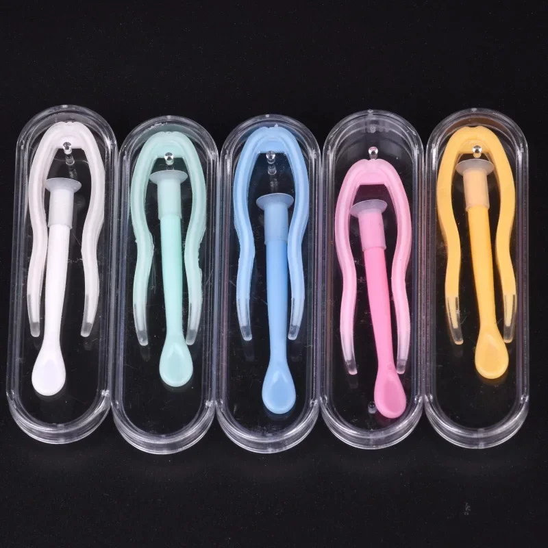 

Silica Gel Contact Lenses Inserter Color Tweezers Suction Stick Eyes Care Tool Kit Contact Lens Case Clip Stick Tweezers Set Box