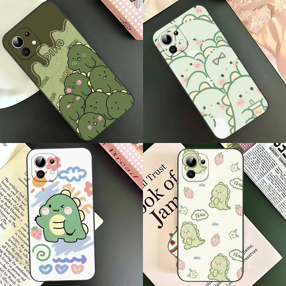 

Cute Dinosaur Slim Black Shockproof Phone Case: Snug Fit For Xiaomi 12,11,12S Ultra & Redmi Note 11,10T,9,9A,8Pro,8T,5G