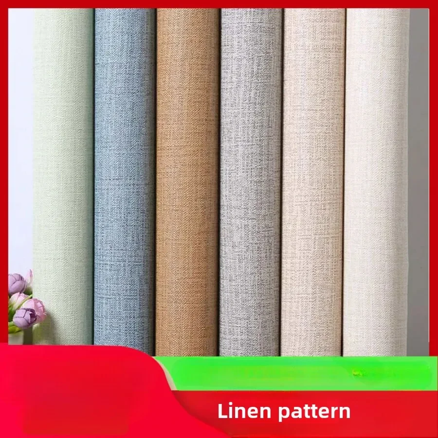 

Linen Solid Color Thickened PVC Waterproof and Self-adhesive Wallpaper, Living Room, Bedroom Furniture Renovation Contact Paper