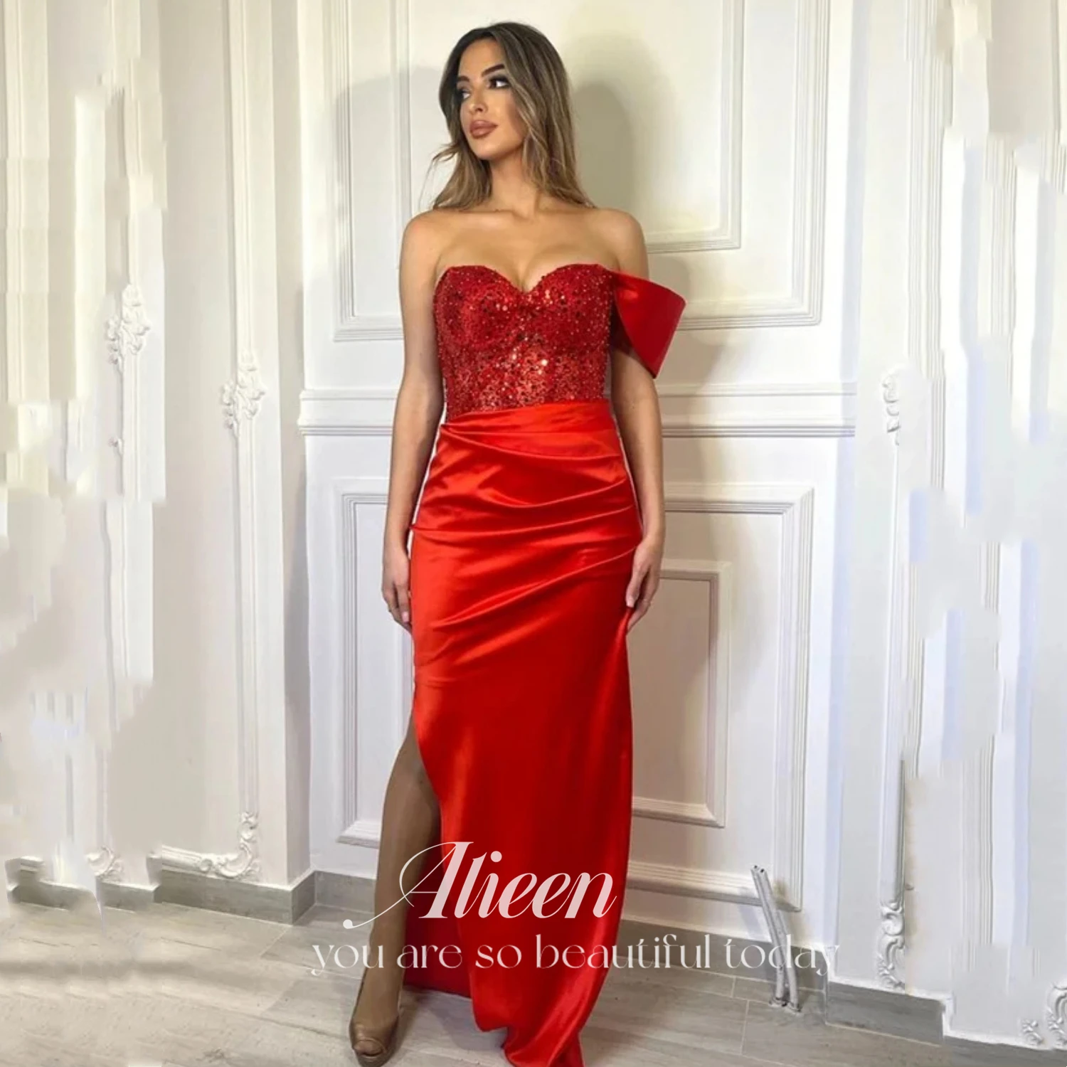 

Aileen Elegant Evening Dresses for Women Luxury Woman Party Dress Women Elegant Luxury Bead Embroidery Red Mermaid Sexy Formal