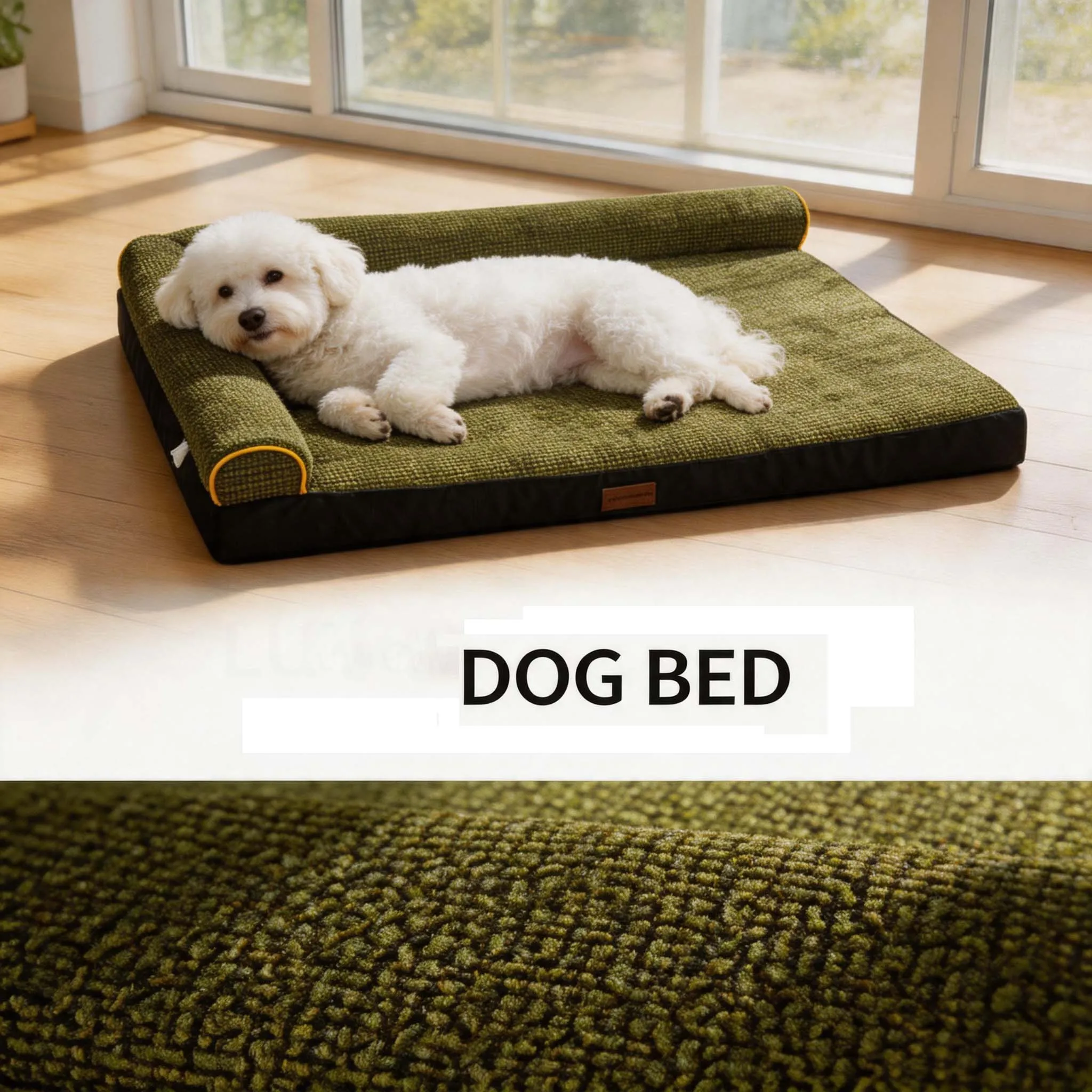 Calming Sofa Style Dog Bed Dual Backrest Removable Washable Cover Waterproof Non-slip Warm Mat for Medium Large Dogs Pets
