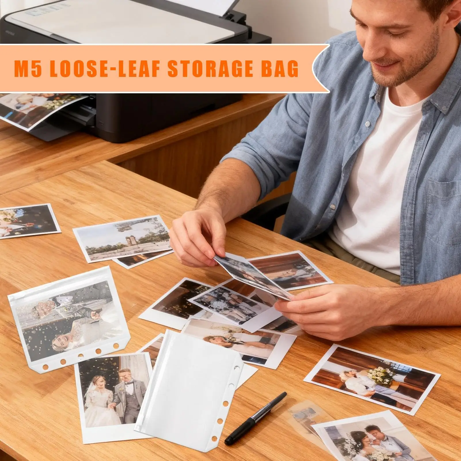 Sheet Protectors Clear 10 Pieces 5-Ring M5 Zipper Sticky Note Sleeves Binder Card Sleeves For Professionals Travelers Artists