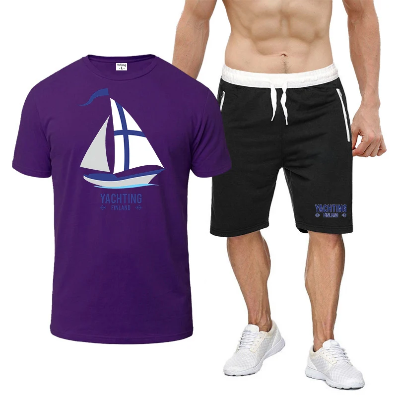 

Finland Yachting Graphic Men's short-sleeved suits are suitable for wearing short-sleeved shirts with shorts in summer T shirt