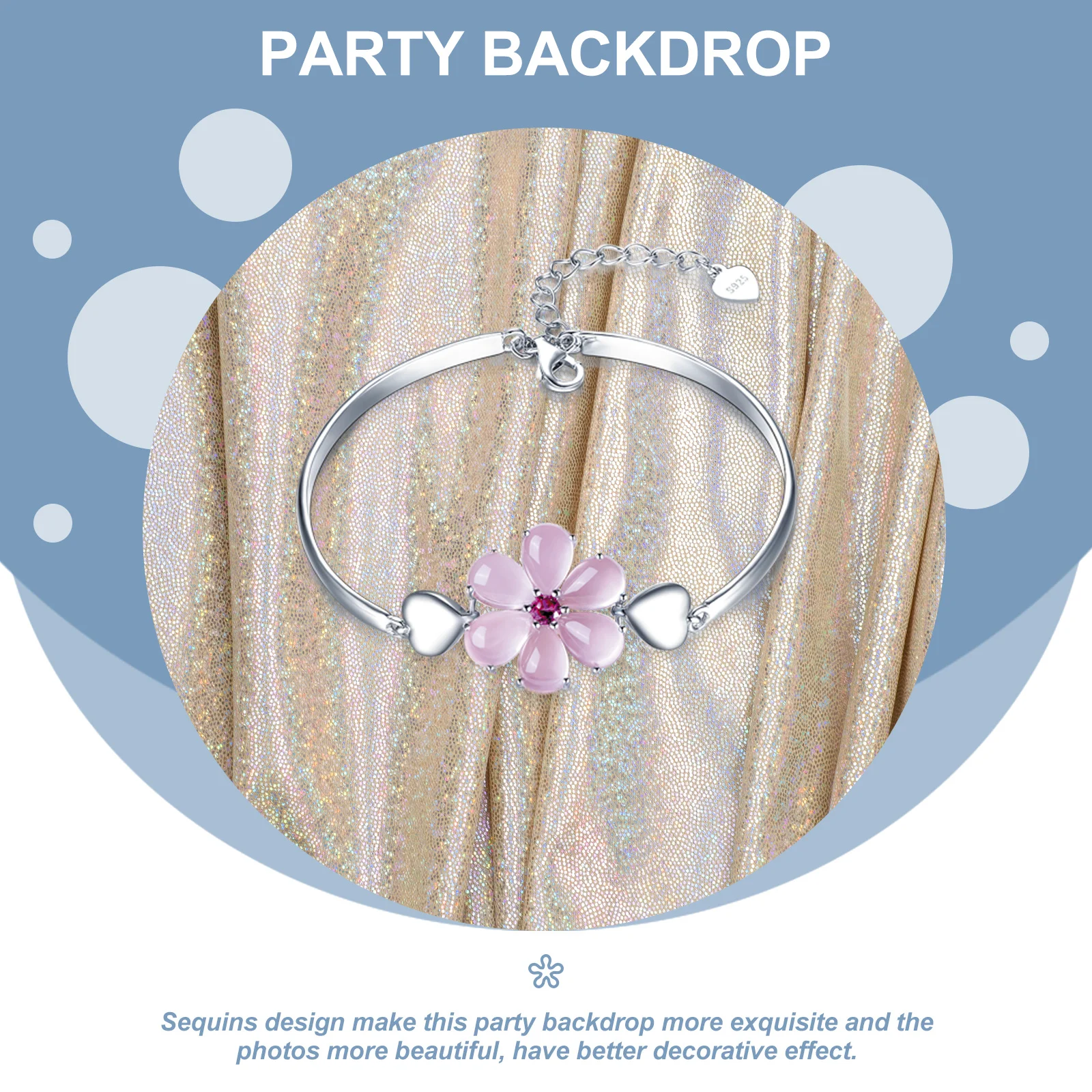 

Party Backdrop Photography Background Premium Polyester Sequins Glitter Hanging Banner Prop Birthday Wedding Celebration Decor