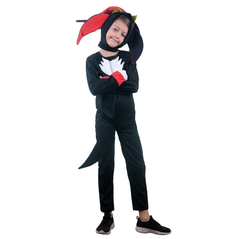 Disfraz de Shadow the Hedgehog para niños, disfraz de Halloween, Cosplay