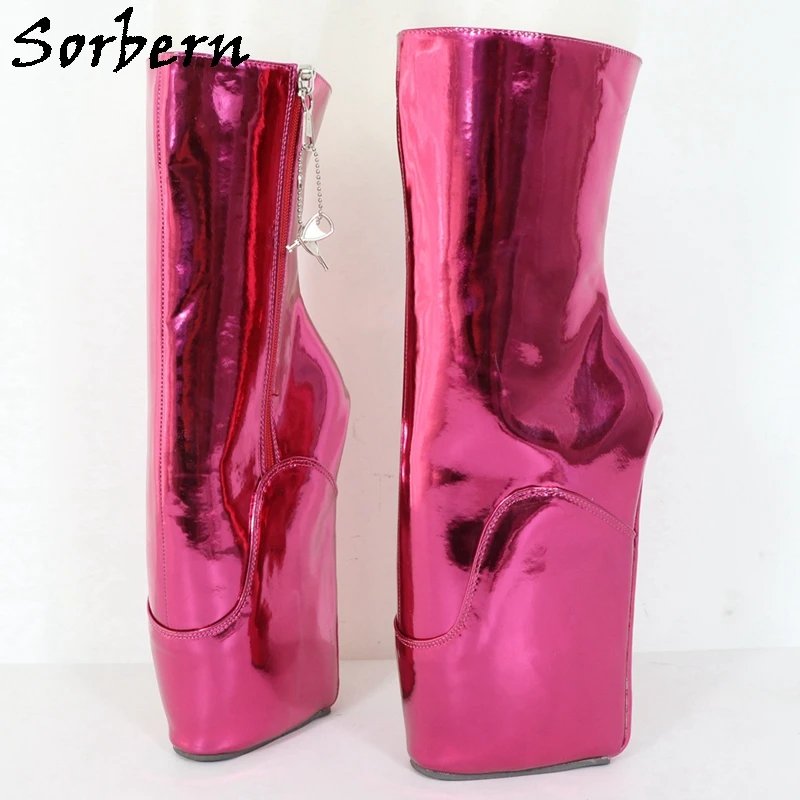 

Sorbern Reflective Pink Ankle Boots Women Metallic Lockable Zipper Boots Custom Colors Goth Ballet Boots For Starter Trainers
