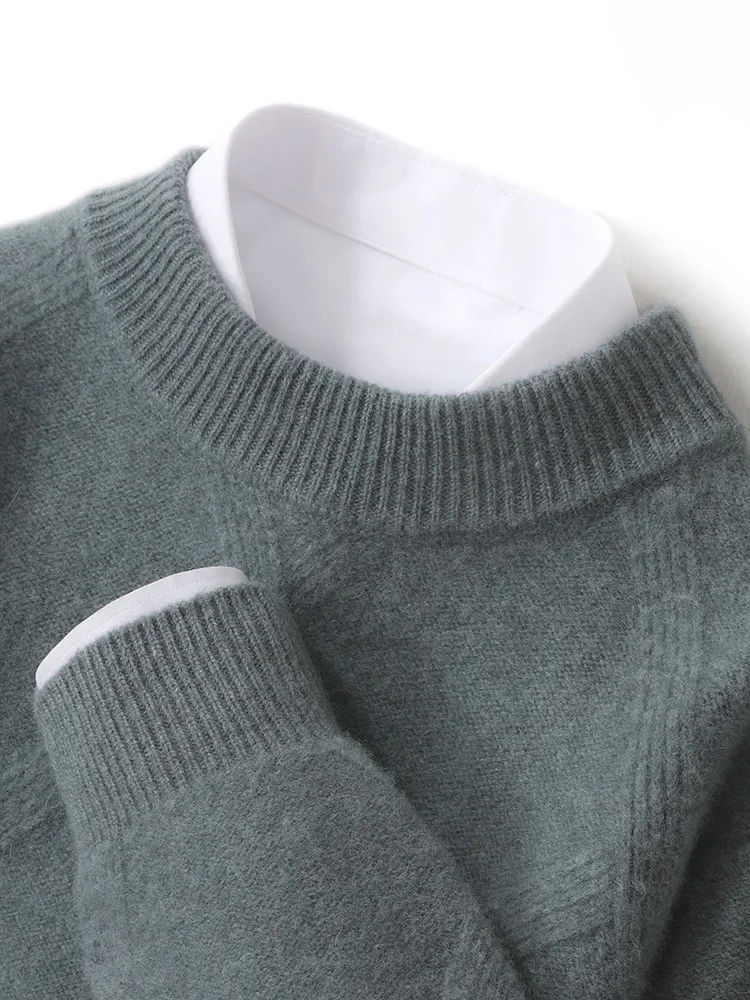 

Winter Thiened Double Woolen Knitted Sweater Men's f High Collar Casual Loose Knitted Camere Sweater Busin Casual S...