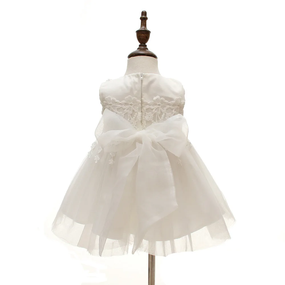 Baby Princess Dress for Girls Infant Christening Dresses Kids White Clothes for Birthday with Hat 0-24 Months