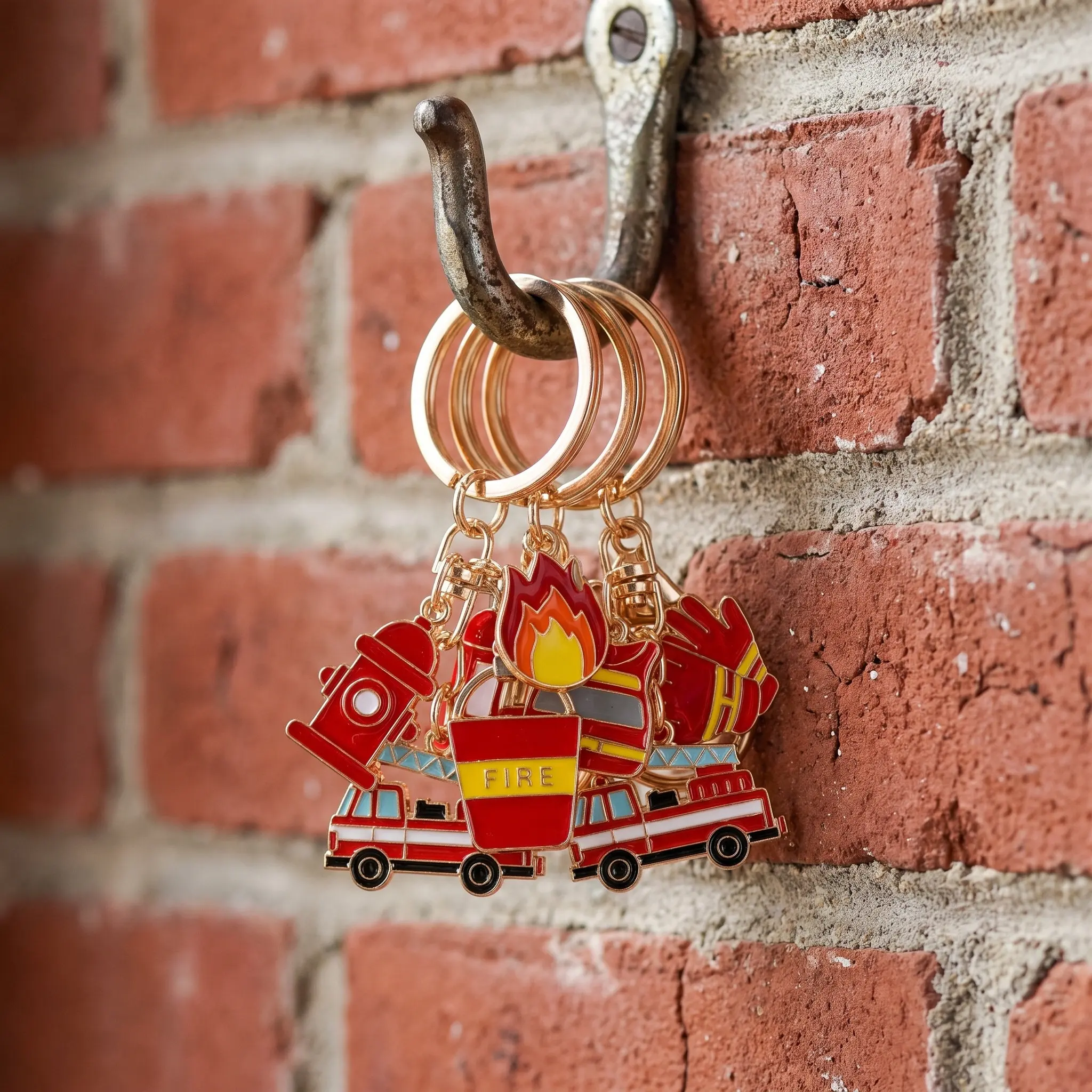 3Pcs Firefighter Keychain Fire Rescue Alloy Charms Fire Truck Hydrant Extinguisher Lobster Clasp Gift Party Favor