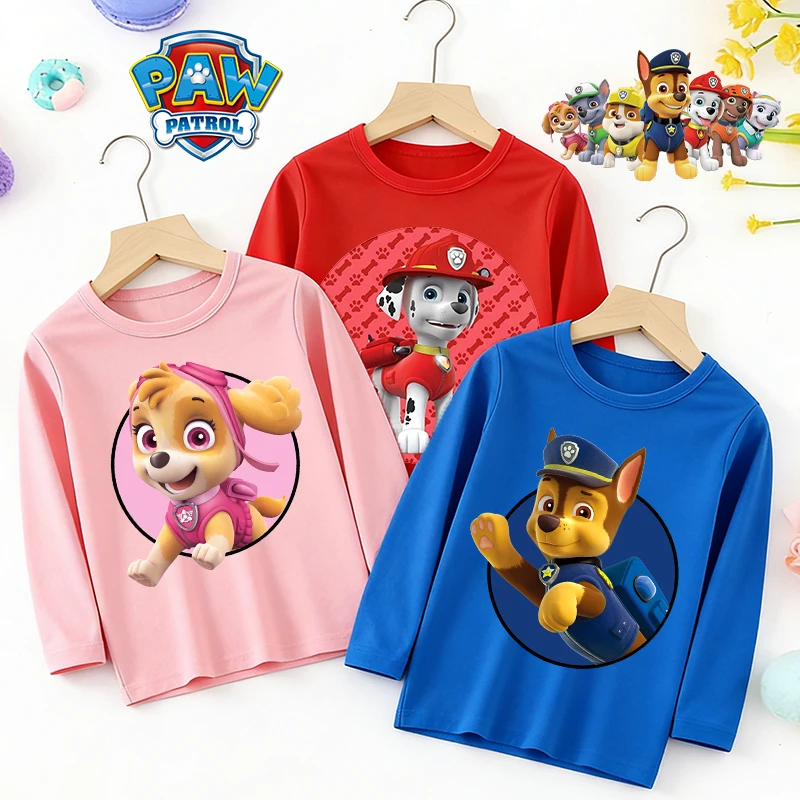 

Paws Patrol Anime Kids Spring Clothes Long Sleeve Streetwear Tees Boy Girl Child's Sport Thin Pullover Toddler Cute Cartoon Tops