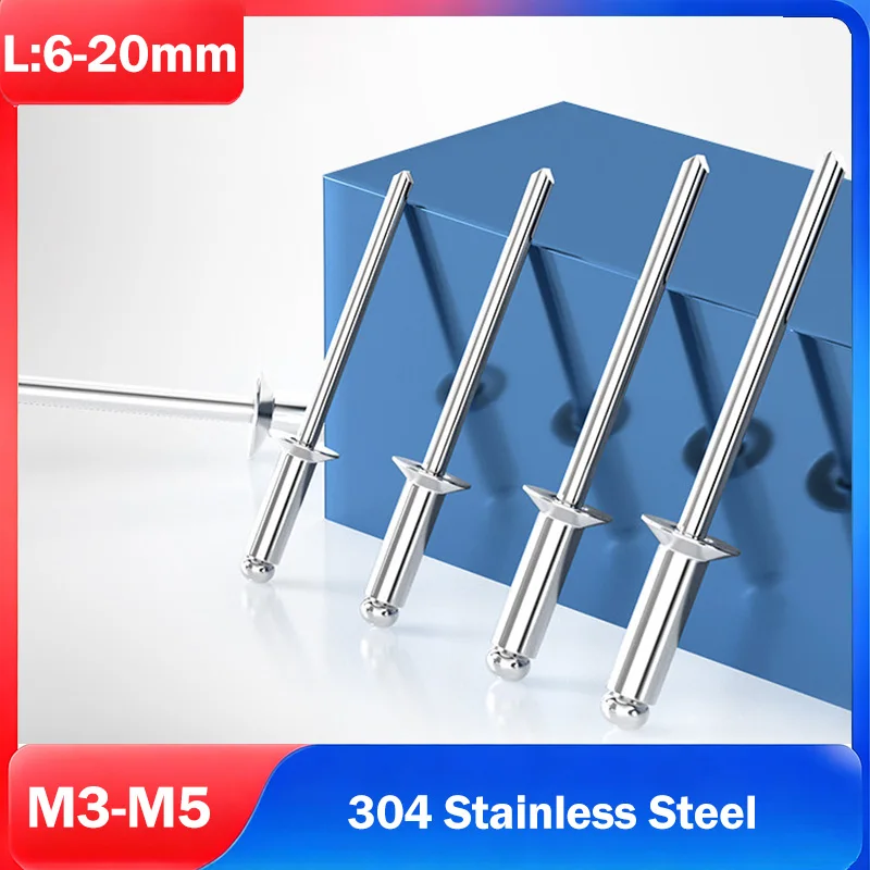 M3 M3.2 M4 M5 304 Stainless Steel Countersunk Head Pop Rivets Open End Countersunk Blind Rivet L:6-20mm