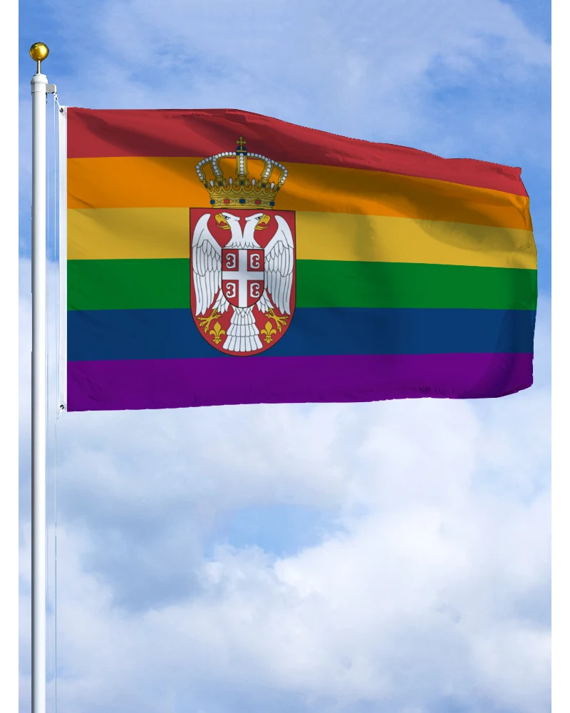 60×90 90x150 120×180CM Serbia Gay Pride Flag Polyester Printed Banner Tapestry For Decor