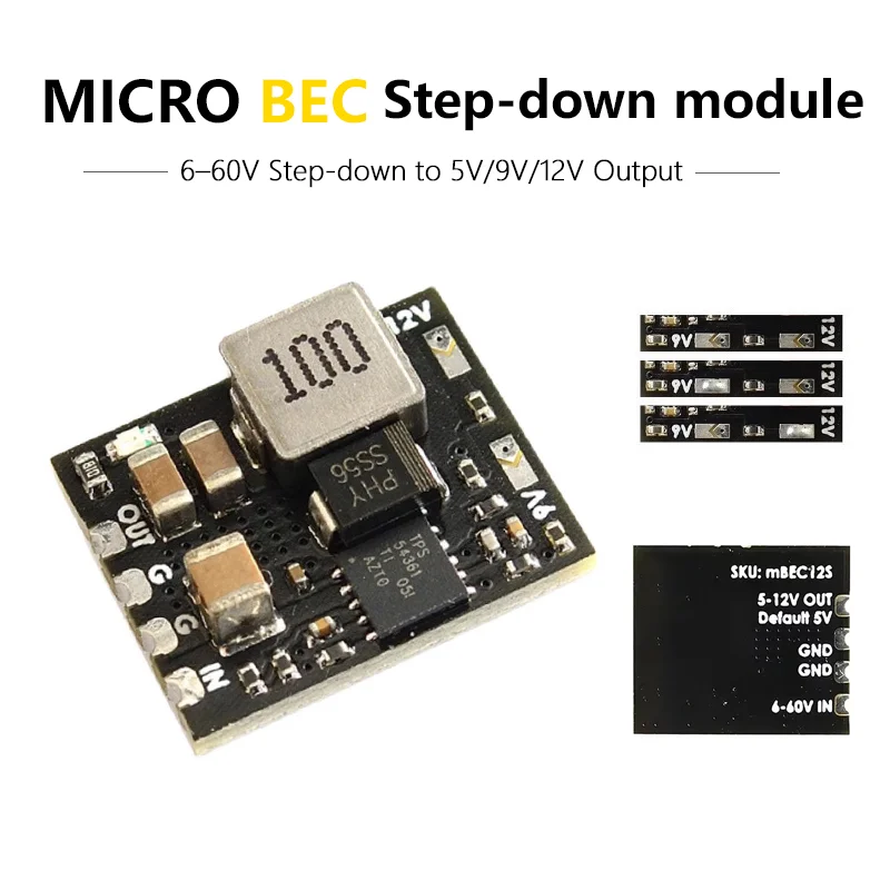 Micro BEC Compatible with MATEK MBEC12S 6-60V to 5V 9V 12V Adjustable Step-Down Module for FPV Drone