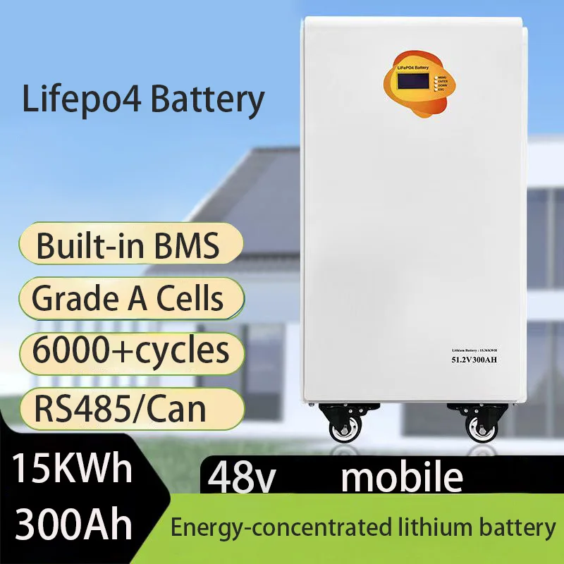 

48V 51.2V 300Ah 15KWh Lifepo4 Battery Pack Powerwall 310Ah Built-in BMS ESS Home Energy Solar Storage System EU NO TAX