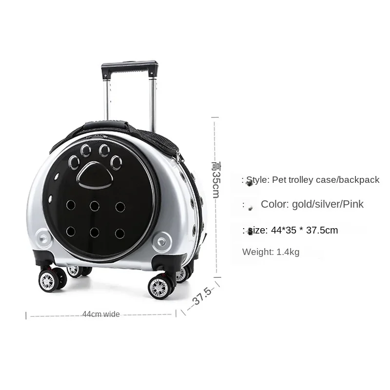 Breathable Pet Trolley Travel Bag Cat Carrier Bag Pet Backpack Portable Cat Bag Carrying for Dogs Large Space Cat Backpack