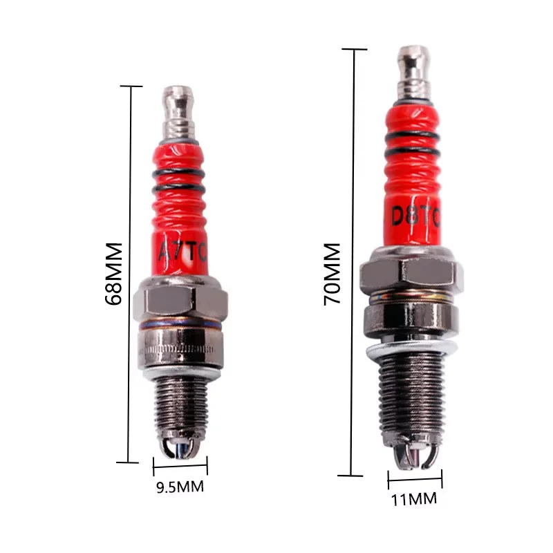 1/2Pcs Racing Spark Plug 3 Triple Electrode A7TC D8TC For GY6 CG 50 70 110 125 150CC Motorcycle Atv Scooter Motorcycle Ignition