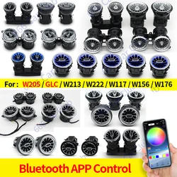 Ventilaciones LED de 256 colores para Mercedes Benz Clase C W205 W447 W213 W156 W117 W176 Bluetooth APP Control boquilla de coche salida de aire de turbina