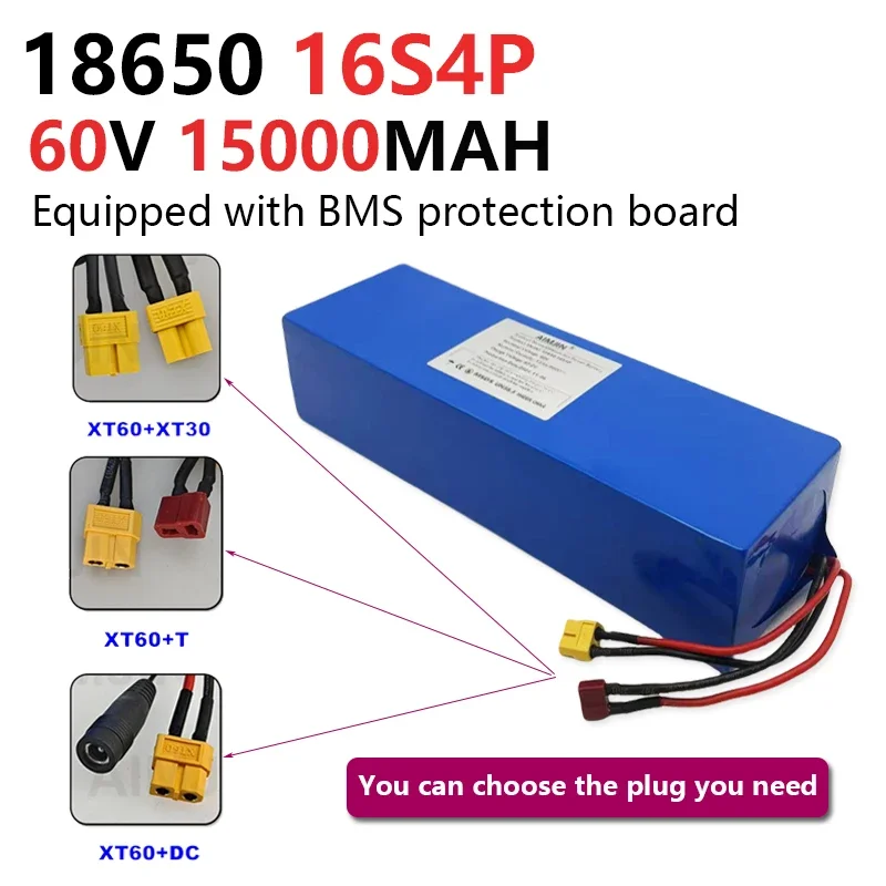 New original 60V 15Ah battery 16S4P 15000mAh 2500W high-power 18650 lithium battery with built-in BMS lithium-ion battery pack