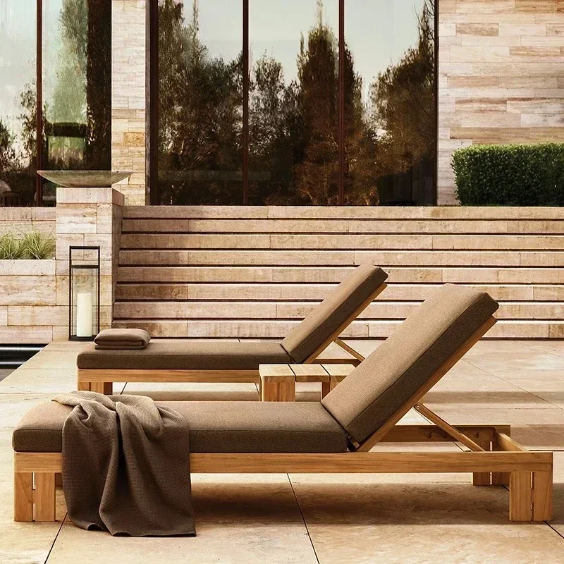 مجموعة اثاث خارجي فاخر من خشب الساج حديقة أريكة فيلا فناء مجموعة اثاث منتجع حديث فاخر أريكة فندق فناء طقم أريكة خارجي #2