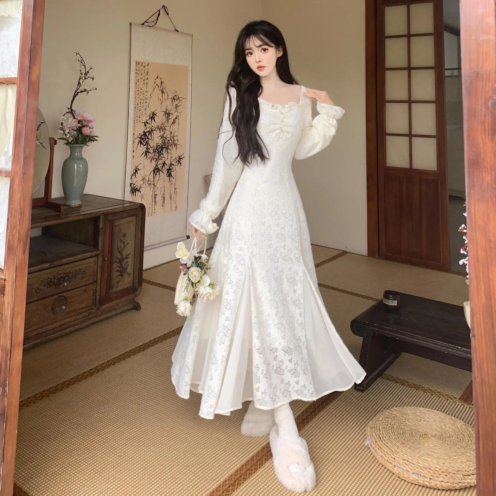 Sukienki Damskie Sukienka Meduza Jesień Satyna Z Ozdobami z Pereł Marszczona Bez Rękawów Dopasowana Syreni Krój Bankietowa Wieczorowa Elegancka Francuska Biurowa