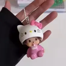 NEW Cute Kuromi Melody Hello Kitty Monchhichi Doll Keychain TPR Material, Cartoon Pendant Bag Charm Lovely Gift for Girls view 4
