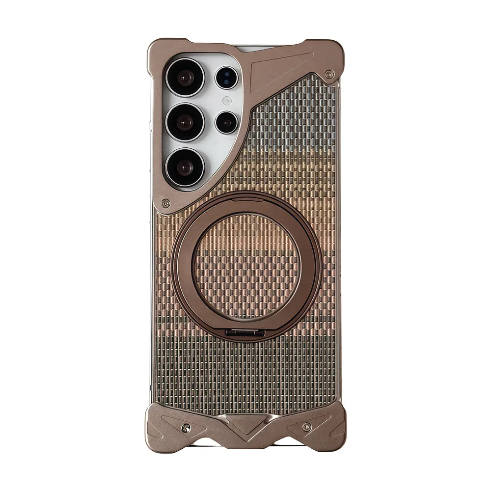 

Case for Samsung galaxy S26 Ultra S25 Ultra Aluminum Alloy Shock-proof Protective Magnetic Bracket Gold Thread Cover