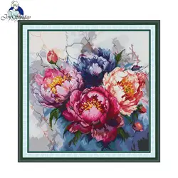 Kit punto croce Joy Sunday Paeonia Suffruticosa HD Pattern stampato tessuto contati Aida 16/14/11CT Kit ricamo fai da te decorazioni per la casa