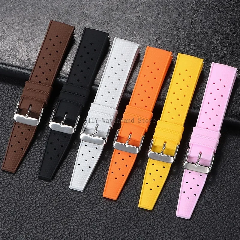 18mm 20mm 22mm Silicone Strap Universal Men Women Smartwatch Band Quick Release Breathable Wristbelt Soft Rubber Sport Bracelets image 4