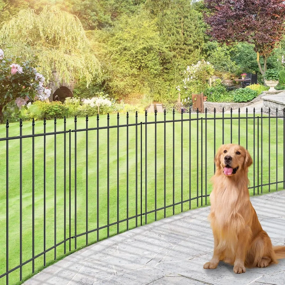 

36" H x 10 ft L Metal Garden Fence Panels, No Dig Animal Barrier for Dogs, Yard Patio Flower Bed Outdoor Black