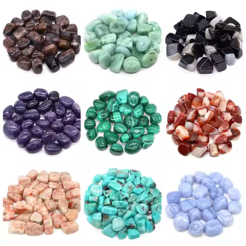 Natural Tumbled Stone Healing Crystals Malachite Amazonite Chiastolite Specimen Energy Mineral Tank Aquarium Garden Home Decor
