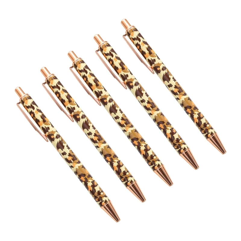 5Pcs Leopard Print Ballpoint Pen with Clip Retractable Ballpoint Pen Office Signing Pen Write Smoohtly Guest Sign In Pen