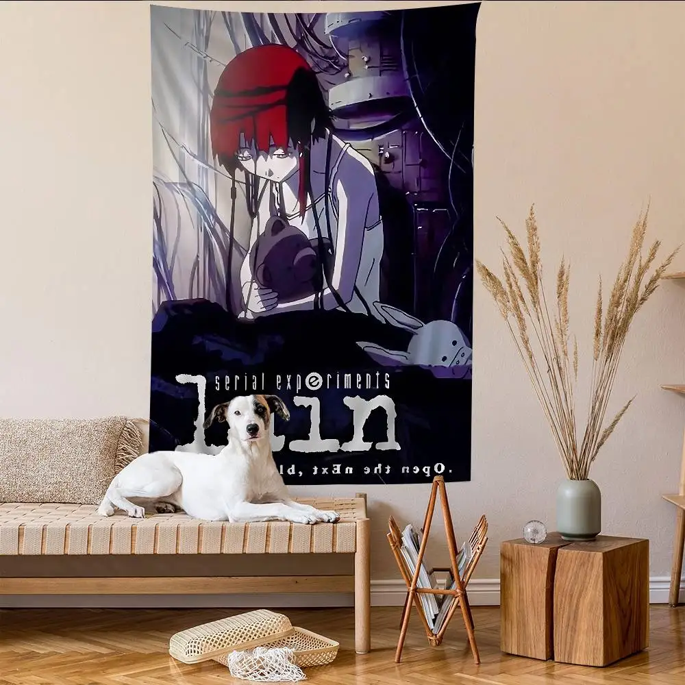 التجارب التسلسلية Lain الكرتون أنيمي نسيج الهبي زهرة جدار السجاد النوم ديكور رخيصة الهبي الجدار الشنق