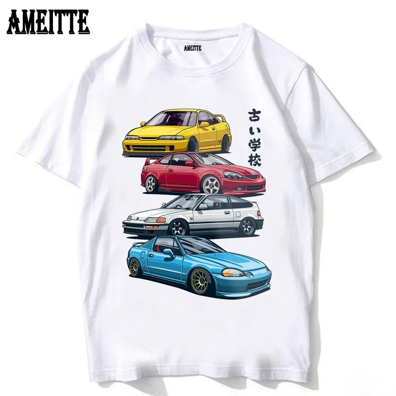 JDM Civiv Type R Skyline R34 CRX Impreza WRX STi T-Shirt Men Short Sleeve Retro Japan Legend Car Print Boy Tees Casua White Tops