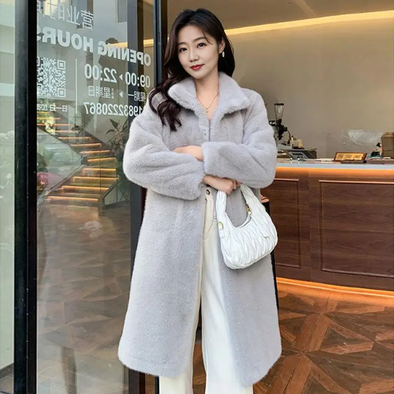 Autumn Winter Mink Mid To Long Women's New Mink Fur Jacket Female With Chinese Style And Western Style, Thick Fur