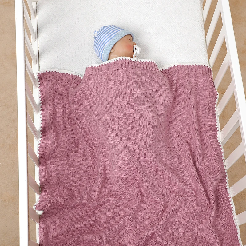 Manta infantil para bebé, cochecito de punto, sobre para envolver, moda a cuadros sólidos, fundas para dormir para cuna, colcha de cama para recién nacido, niño y niña, 90x70CM