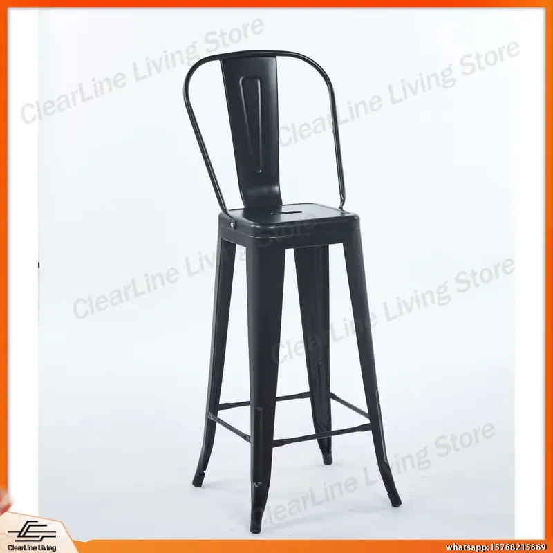 

Vintage Metal Bar Stool with High Back for Home Kitchen Bar Counter Commercial Use Adjustable Swivel Pub Chair Industrial