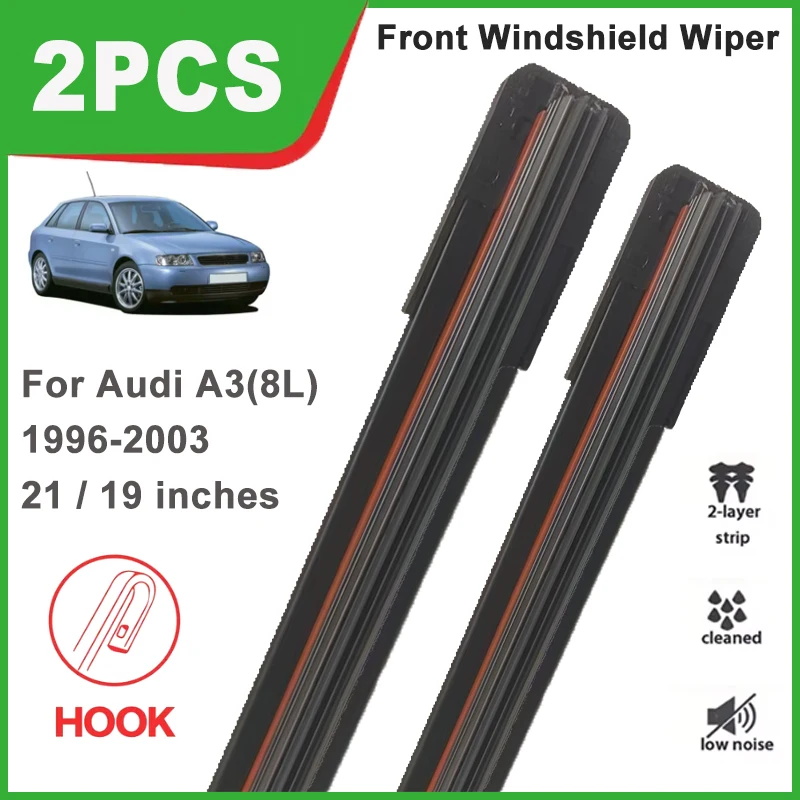 

2PCS Double Rubber Front Wiper Blades For Audi A3 8L 1996-2003 Windshield Windscreen Car Replacement Accessories