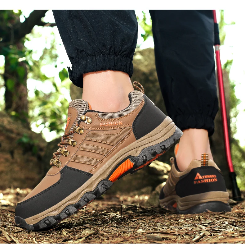 أحذية رياضية كبيرة الحجم ومنخفضة القمة للاستخدام الخارجي ونعل ناعم ومنخفضة من الأعلى بمقدمة مستديرة ورباط علوي عصري للمشي لمسافات طويلة في الهواء الطلق #4